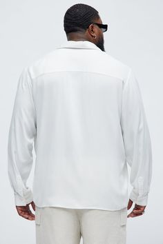 Available In White. Fold Down Collar 3 Button Closure Chest Pocket 100% Viscose Long Sleeve Imported | Mens Easy Popover Shirt in White size Medium by Fashion Nova Easy Popovers, Popover Shirt, White Fashion, Chest Pocket, Fashion Nova, Mens Shirts, Size Medium, Collar, Long Sleeve