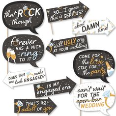 wedding photo booth props with speech bubbles