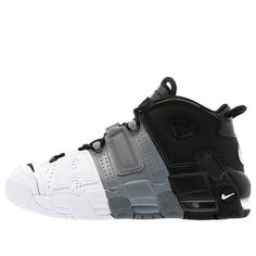 (GS) Nike Air More Uptempo 'Tri-Color' 415082-005 (SNKR/Retro/High Top/Basketball) Nike Throwback Black Basketball Shoes, Nike Black Throwback Sneakers, Sporty Nike Team-colored Sneakers, Nike Casual Team-colored Sneakers, Nike Throwback Basketball Shoes For Sports Events, Nike Sneakers In Team Colors For Sports, Throwback Black Sneakers For Sports Events, Gray Sporty Sneakers For Sports Events, Multicolor Casual Sneakers For Basketball