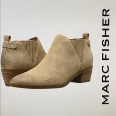 Marc Fisher Camel Swede Western Booties In Size 10. Sprouts Pointy Toe And Western Stitching. No Zippers. Easy In And Off With Back Pulls. Block Western 2” Heel. Almost Brand New. Worn Once Indoors. Perfect Condition. Casual Beige Booties With Almond Toe, Casual Beige Almond Toe Booties, Casual Beige Suede Booties, Beige Suede Almond Toe Booties, Spring Suede Slip-on Booties, Beige Suede Booties With Stacked Heel, Beige Suede Pointed Toe Booties, Beige Suede Slip-on Boots, Beige Suede Ankle Booties