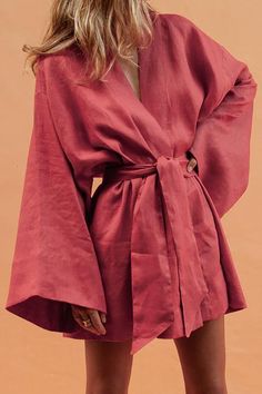 Mode Kimono, Belted Robe, Casual Kimono, Flare Sleeve Dress, Womens Fall Dress, Cotton Linen Dresses, Kimono Cardigan, Kimono Dress, Kimono Sleeve