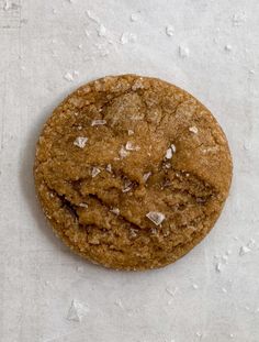 a close up of a cookie on a table