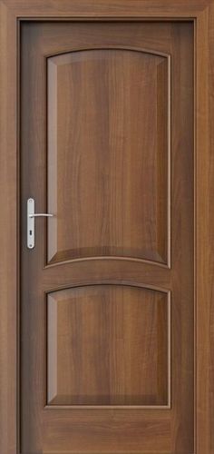 a wooden door with glass on the side