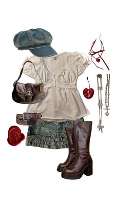 Aesthetic Fair Outfits, Accessories To Make Your Outfit Better, Adventure Outfits Women, Dessert Inspired Outfit, Normal Core Outfits, Painting Outfit Aesthetic, Aesthetic Country Outfits, K-12 Inspired Outfits, Casual Steampunk Outfits