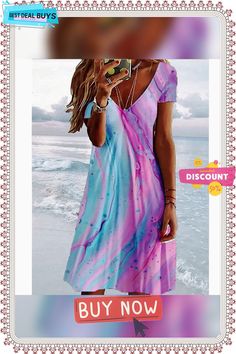 Women's Casual Dress Shift Dress Print Dress Ombre Print V Neck Mini Dress Active Fashion Outdoor Daily Short Sleeve Regular Fit Blue Fuchsia Spring Summer S M L Xl Xxl Purple A-line Beach Dress, Pink A-line Shift Dress, Blue Shift Mini Dress For Summer, Pink A-line Mini Dress Casual, Summer Pink Shift Dress, Casual Purple A-line Mini Dress, Pink Shift Midi Dress With Short Sleeves, Pink Midi Dress With Short Sleeves, Pink Knee-length Mini Dress For Beach