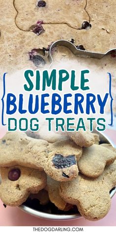 blueberry dog treats in a bowl with the words simple blueberry dog treats