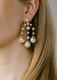 Round Pearl Earrings, Luxury Hair Accessories, Jennifer Behr, Hoop Earring Sets, Luxury Hair, Baroque Fashion, Bridal Fashion, Fine Jewelry Gift, Pearl Drop Earrings