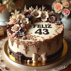 a decorated cake sitting on top of a table