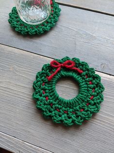 Christmas Wreath Crochet Coaster Pattern | Etsy Crochet Christmas Wreath, Crocheted Christmas, Crochet Wreath, Crochet Christmas Gifts, Crochet Xmas, Crochet Coaster Pattern, Crochet Christmas Decorations, Blanket Diy, Crochet Ornaments