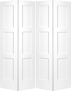 three white doors are open on a white background