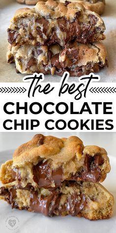 chocolate chip cookies Big Chocolate Chip Cookies Recipe, Crumbl Cookie Chocolate Chip Copycat, Thickest Chocolate Chip Cookies, From Scratch Chocolate Chip Cookies, Chocolate Chip Cookie Ideas, Cookie Chocolate Chip Recipes, Gooey Chocolate Cookies, Thanksgiving Chocolate Chip Cookies, Dessert Chocolate Chips