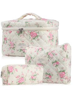 [Ample Storage Space] The dimensions of the large bag are 9 x 6.2 x 6.1 inches, the medium bag measures 7.1 x 2.8 x 5.2 inches, the small bag measures 8.1 x 2.1 x 4.7 inches.[Thoughtful Design] This makeup bag features a dedicated brush slot and offers generous storage capacity, making it ideal for accommodating your daily essentials. Whether for everyday use or travel, it's a perfect choice.[Versatile Usage] The Coquette makeup bag is suitable for various occasions, including travel and weekend Cute Makeup Bag, Cute Makeup Bags, Aesthetic Floral, Toiletries Organization, Organizer Bag, Bags Aesthetic, Travel Cosmetic Bags, Chic Accessories, Makeup Case