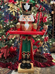 a christmas tree with a nutcracker on it