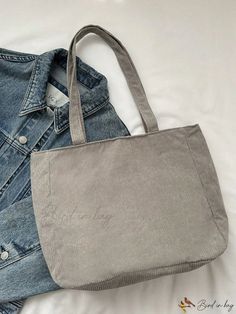 Bird in Bag - Womens Patterned Tote Bag with Large Capacity Trendy Gray Bag For Daily Use, Trendy Gray Tote Bag, Trendy Large Capacity Gray Shoulder Bag, Trendy Gray Shopping Bag, Trendy Gray Shoulder Bag For Everyday, Casual Gray Shoulder Bag For Everyday, Trendy Gray Canvas Bag, Casual Gray Tote Shoulder Bag, Gray Large Capacity Softback Bag