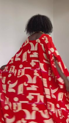 Mpho Multi-Way Kaftan | Besida Summer Dresses With Abstract Print And Kimono Sleeves, Spring Silk Kaftan With Abstract Print, Red Printed Silk Kaftan, Spring Party Printed Kaftan, Oversized Printed Dresses With Kimono Sleeves, Flowy Red Printed Kaftan, Fabric Covered Button, African Prints, Girl Names