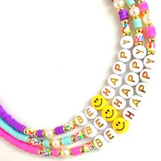 Necklace Be Happy  Adorable Happy Face Necklace! Handcrafted with love and care, these Necklace are perfect to add a touch of joy to any outfit. SURPRISE YOUR SPECIAL PERSON WITH THIS UNIQUE ACCESSORY THEY WILL LOVE. ❤️🎁 🌟Features: Unique happy face design that will bring a smile to everyone around you. Handmade with high-quality materials for durability and comfort. Lightweight and comfortable to wear all day long. Ideal as a gift for girls and little girls 🌟 Product Details: Materials: Happ Trendy Personalized Necklace For Birthday, Fun Pink Adjustable Charm Necklace, Fun Pink Adjustable Charm Necklaces, Adjustable Fun Charm Necklaces For Gifts, Adjustable Fun Charm Necklaces As Gift, Customizable Trendy Necklaces For Birthday, Pink Adjustable Fun Charm Necklace, Trendy Customizable Necklaces For Birthday, Adjustable Fun Style Charm Necklace Gift