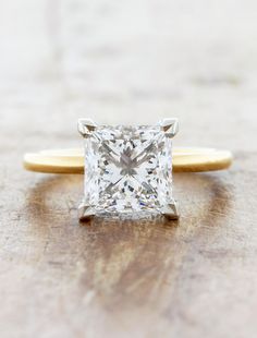 caption:2.6ct princess cut diamond Princess Cut Engagement Rings Gold, Solitaire With Hidden Halo, Princess Cut Ring, Princess Diamond Ring, Sleek Chic, Engagement Inspo, Princess Cut Engagement Rings, Princess Cut Rings, Princess Cut Diamond