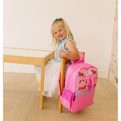 Your child will be the talk of the playground with Wildkin's Pack-it-all Backpack! It's just-right size is perfect for packing all the essentials, plus some snacks! We've designed our backpack to withstand even the toughest, homework-filled school days. Made from super durable fabric with a moisture-resistant nylon lining, the Pack-it-all Backpack is capable of handling anything you throw at it both inside and out. Playful Back To School Bag, Playful Bags For Back To School, Playful School Event Backpacks, Playful School Event Bags For Back To School, Pink Backpack For Playtime, Pink Standard Backpack For Playtime, Pink Backpack For Playtime And Back To School, Playful Backpack For Daycare, Packing Kids