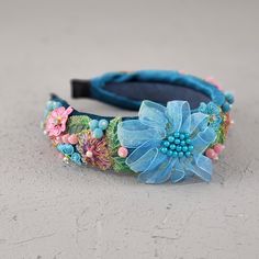 Diy Baby Bows Headbands, Hair Accessories Diy Headband, Diy Baby Bows, Fairy House Crafts, Embellished Headband, Princess Flower, Pink Headband, Blue Headband, Embellished Headbands