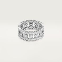 Cartier - Broderie de Cartier ring - Ring White gold/Gold - Broderie de Cartier ring, white gold 750/1000, set with 70 brilliant-cut diamonds totaling 2.43 carats (for size 52). Please note that the carat weight, number of stones and product dimensions will vary based on the size of the creation you order. For detailed information please contact us. Luxury Cartier White Gold Wedding And Engagement Ring, Most Expensive Ring, Trinity Bracelet, Trinity Necklace, Huge Rings, Cartier Earrings, Expensive Rings, Cartier Necklace, Rings Collection