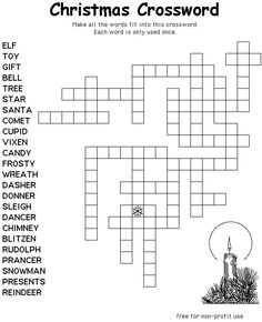 the christmas crossword is shown in black and white