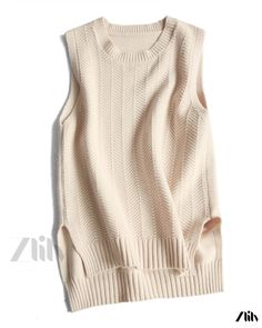 Zlily - Sleeveless Knitted Sweater Vest Spring Crew Neck Sweater Vest, Knitted Sleeveless Vest For Fall, Sleeveless Knitted Vest For Fall, Soft Knit Sweater Vest For Spring Layering, Beige Crew Neck Sweater Vest For Spring, Stretch Textured Knit Crew Neck Sweater Vest, Winter Knit Sleeveless Sweater Vest, Winter Sleeveless Knit Sweater Vest, Spring Pointelle Knit Stretch Sweater Vest