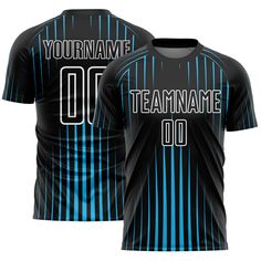 a black and blue soccer jersey with the number 00 on it