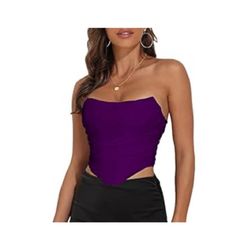 Purple Corset Top Size S I’m A 32 Ddd/34dd And This Fits Me Well New Without Tags I Bought It From Amazon Purple Corset Top Outfit, Dark Purple Concert Outfit, Dark Purple Corset, Dark Purple Crop Top, Purple Corset Top, Corset Top Outfit, Purple Corset, Purple Crop Top, Bodyweight Workout Beginner