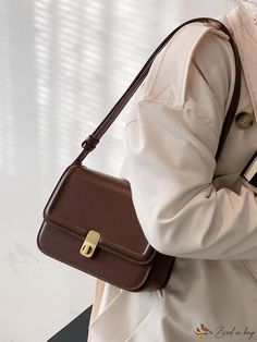 BirdinBag - Secure Square Flap Bag with Twist Lock Rectangular Shoulder Bag With Hasp Closure For Gift, Rectangular Shoulder Bag With Hasp Closure As Gift, Shoulder Bag With Hasp Closure For Gift, Brown Rectangular Baguette Bag Gift, Brown Rectangular Baguette Bag As Gift, Classic Square School Bag, Rectangular Brown Baguette Bag Gift, Rectangular Brown Baguette Bag As Gift, Brown Rectangular Shoulder Bag With Hasp Closure