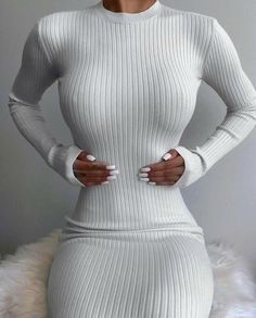 Women's Sexy Backless Strap White Tight Long Sleeve Casual Dress Party Backless Turtleneck, Tight Long Sleeve Dress, Backless Long Dress, Backless Bodycon Dresses, Womens Sheath Dress, Mid Calf Dresses, White Long Sleeve Dress, Warm Dresses, Fashion Design Dress