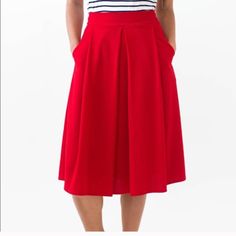 This Is A Brand New Pleated Midi Skirt From Agnes And Dora. Stretchy Material. Has Pockets. Price Is Firm. Thanks For Looking. Casual Red Gathered Skirt, Red Gathered Skirt Bottoms For Summer, Red Gathered Skirt For Spring, Red Casual Midi Skirt, Casual Red Midi Skirt, Red Flared Pleated Skirt For Work, Red High Waist Casual Pleated Skirt, Casual Red High-waisted Pleated Skirt, Red Flared Skirt For Spring