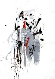 an abstract painting with black and white colors