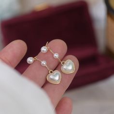 💎 Materials: 14k Gold Electroplated - more durable than regular platings Sterling Silver Earring Posts - Hypoallergenic Synthetic Pearls Pearl Heart Earrings, Pearl Heart, Color Jewelry, Heart Chain, Earring For Women, Long Dangle Earrings, Girl Friend, Pearl Types, Earring Type