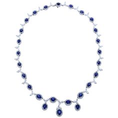 Gregg Ruth Important Precious Color collection Sapphire and diamond necklace. Gregg Ruth Style number CF0410AWCHDS001. Curent Retail $86,320 Fine Jewelry Diamond Necklace With Gemstone For Formal Occasions, Formal Diamond Necklace With Gemstone, Formal Diamond Gemstone Necklace, White Gold Bridal Necklace With Gemstones For Formal Occasions, Elegant Sapphire Necklace With Hand-set Details, Luxury Necklaces With Sparkling Stones For Formal Occasions, Elegant Sapphire Bridal Necklace For Formal Occasions, Formal Cubic Zirconia Fine Jewelry Necklace, Exquisite Oval Diamond Necklaces