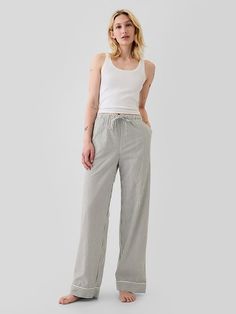 Saw this on Gap: Cotton Sleepwear Trousers With Elastic Waistband, Casual Cotton Sleepwear Trousers, Spring Cotton Sleepwear Trousers, Spring Cotton Sleepwear Pants, Cotton Trousers Sleepwear For Spring, Cotton Sleepwear Trousers For Spring, Cotton Sleepwear With Elastic Waistband And Wide-leg Pants, Gap Cotton Everyday Pants, Everyday Cotton Pants By Gap