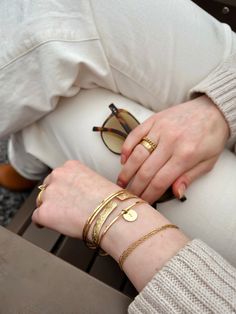 Our most loved Marigold Ring in cuff bracelet form. A bold silhouette meets delicate floral detail. It's truly love at first wear. Gold Cuff Bracelet, Typewriter Font, Gold Bracelet Cuff, Gold Cuffs, Initial Charm, Tape Measure, Typewriter, Ruler, Hand Stamped