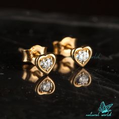 14k Gold Diamond Heart Earrings, Heart Shape Created Diamond Stud Earring, Diamond Heart Shape Earrings, Gold Heart Stud Screw Back Earrings 🌺Item Detail🌺 ♠️ Item Name : Heart Studs Earrings ♠️ Metal : 925 Silver  ♠️ Size : 5MM ♠️ Small Stone : Select the variations                                                                           🌊 *About Us: Natural World Jewelry* 🐚 At Natural World Jewelry, we're passionate about bringing the serene beauty of the ocean to your everyday life. Our a Diamond Heart Earrings, Heart Shape Earrings, Gold Heart Studs, Earrings Heart, Heart Shaped Earrings, Heart Shaped Diamond, Heart Studs, Diamond Stud, Heart Earrings Studs