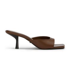 Rialto Mocha Nappa Heels | Heels | Tony Bianco USA Brown Pointed Toe Mules With Contrasting Heel Counter, Brown Square Toe Mules With Branded Heel, Brown Pointed Toe Mules With Contrasting Heel, Classic Fitted Open Heel Mules, Brown Mules With Sculpted Open Heel, Leather Mules With Reinforced Heel And Single Toe Strap, Brown Square Toe Mules With Padded Heel, Brown Square Toe Mules For Formal Occasions, Formal Brown Square Toe Mules