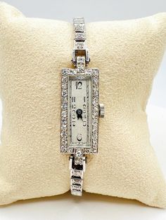 Vintage 14K White Gold Diamond 0.30ct Cocktail Antique Watch - Etsy Luxury Vintage Jewelry And Watches As Gifts, Classic Diamond White Watch With Brilliant Cut, Classic Wedding Jewelry And Watches With Diamond Hour Markers, Classic Diamond Jewelry With Brilliant Cut, Classic White Gold Jewelry With Brilliant Cut, Classic Diamond Accented Watch For Anniversary, Yellow Gold Diamond Watch With Brilliant Cut For Anniversary, Anniversary Diamond Watch In Yellow Gold, Anniversary Yellow Gold Diamond Watch With Accents