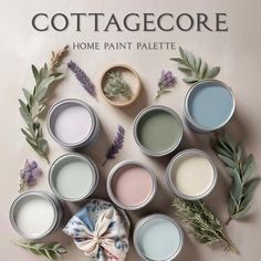 the cover of cottage core's home paint palettes, featuring lavender and sage