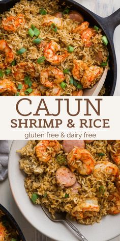 cajun shrimp and rice in a skillet