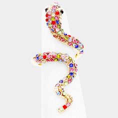 Ring Details: Multicolor Rhinestone Pave Snake Coil Ring Size : 2" H Coil Ring, Lowest Price, On Sale, Ring Size, Size 2, Ring