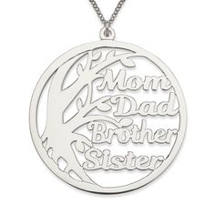 "Make a lasting statement with our luxurious Nameplate with your Family Tree! This exquisite piece of jewelry is crafted from high-quality silver. Perfect for special occasions, this unique and personalized gift is a must-have! This Silver Nameplate Necklace is a great present for everyone! It's a customized necklace. You can add up to 5 names of your relatives. The necklace is available in Sterling Silver with rolo chain (16\", 18\"). The approximate weight is 8gr. The nameplate necklace available in one size: 38mm diameter Order this perfect personalized necklace today!" Nameplate Necklace Gold, Nameplate Bracelet, Nameplate Necklace Silver, Family Birthstone Necklace, Rectangle Necklace, Family Tree Necklace, Nameplate Necklace, Family Necklace, Hand Stamped Necklace