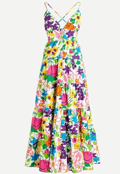 J. Crew Cotton-poplin button-up dress in vibrant garden print