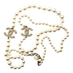 This is part of Chairish’s Costume Jewelry assortment.  Chanel Gold CC Scatter Pearl Pearl Long Necklace 100 yr Anniversary  *Marked 17 *Made in France *Comes with the original box  -It is approximately 40" -The pendants are approximately 0.9" x 1.25". -Wear it double or triple to create your own style -In an excellent condition Chanel Vintage Jewelry, Chanel Jewelry Aesthetic, Istanbul Shopping, Chanel Pearl Necklace, Chanel Costume Jewelry, Vintage Chanel Jewelry, Pearl Long Necklace, Gray Beaded Necklace, Expensive Things