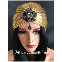 Made to order! Fast shipping! Beautiful Great Gatsby headpiece 1920s this is perfect for adding vintage style to your hair. Thank you for your custom! Vintage Gold Crown Headpiece, Vintage Gold Headpiece For Evening, Gold Turban Headband For Party, Gold Turban Style Headband For Party, Adjustable Gold Hair Accessories For Festive Occasions, Gold Gatsby Headpiece For Party, Adjustable Gold Headpieces For Evening, Adjustable Glamorous Gold Headpieces, Gold Vintage Headpieces For Vintage Events