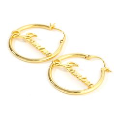 Our personalized hoops offer a new way to enjoy the look of this exquisite design. The design is clever and delicate. Whether you're looking for bridal earrings to perfectly match your rings, or just searching for the perfect gift, there are no more perfect earrings than the ones you'll design with our artists.Material: 925 SilverPlating Color: Silver, Yellow Gold, Rose Gold Nickel-free Small Hoop Earrings For Wedding, Personalized Drop Earrings For Anniversary, Elegant Customizable Gold Plated Jewelry, Elegant Customizable Gold-plated Jewelry, Nickel Free Small Hoop Earrings For Weddings, Elegant Personalized Hoop Earrings, White Gold Plated Hoop Earrings For Gift, White Gold Plated Hoop Earrings As Gift, Personalized Yellow Gold Sterling Silver Earrings