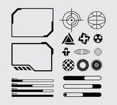 a set of different shapes and sizes on a gray background illustration, eps file available