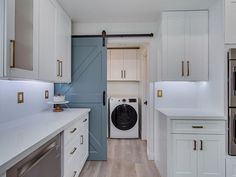 a washer and dryer in a small kitchen