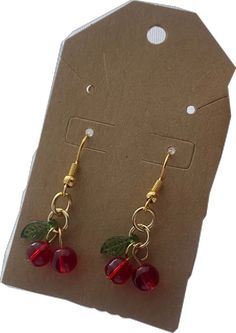 Cherry Earrings, Dangle Drop Earrings, Cherry, Ships, Drop Earrings